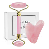 Face Natural Quartz Jade Roller &amp;amp; Gua Sha Set Beauty Facial Skin Roller Massager Muscle Relaxing Relieve Wrinkles Skin Care Tool