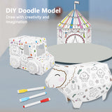 Kids Doodle Drawing Model Kids Creative Toy with Candy Car Appearance Shape Cute Cartoon Pattern Color Markers Education Toys