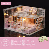 DIY Doll House Wooden Doll Houses Miniature Dollhouse Furniture Kit Toys Casa for Children Christmas Gift  L026