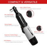 Cordless Electric Ratchet Wrench  50N.M 240RPM 16.8V Power Ratchet Wrench with 6.0Ah Lithium-Ion Battery 6pcs Metric Socket