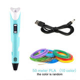 Hot 3D Pen DIY Printer Pen LED Painting PLA Filament Children Printing Pens For Designer Kids Drawing Pen Gifts Educational Toys