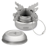 Lixada Portable Mini Titanium Alcohol Stove with Lid Cross Stove Stand Rack Outdoor Camping Hiking Cooking Alcohol Stove