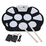 Portable Electronic Drum Pad Folding Drum Pad Kit Silicon Foldable with Drum Sticks Foot pedals USB cable DC 5V Record function
