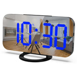 Digital Alarm Clock Electronic Smart Large LED Display Mirror Snooze Time Table Desk 2 USB Charger Ports for Iphone Android