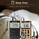 V112 Mini Handheld Radio Portable FM AM 2 Band Digital Pocket Radio Receiver Earphone Speaker For Walkman Go Hiking