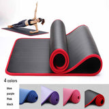 NBR Edging Non-Slip Yoga Mat 185cmx61cm Sports Fitness Mat 10mm Thick Indoor Fitness Pilates Yoga Mat