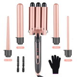 Professional Hair Curler Hair Curling Iron Ceramic Styling Tool, Electric 5 in 1 Hair waver Pear Flower ConeRoller Curling Wand