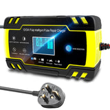 12V-24V 8A Full Automatic Car Repair Chargers Touch Screen Pulse Repair LCD Power Charging Wet Dry Lead Acid Digital LCD Display