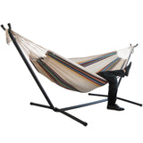 Hammocks Portable Canvas Hammock Thicken Chair Swing Garden Leisure Camping Stripe Hammock Double Single People With Bracket HWC