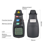 TASI TA8146C 2 in 1 Contact&amp;Laser Non-contact Digital Tachometer 2.5-99999RPM Photoelectric Rotation Speed Meter Memory Function