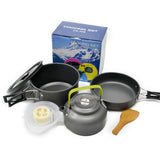 Desert Fox Outdoor Tableware Camping Cookware Pots Set, Lightweight Mini Aluminum Folding Pot Set with Storage Sack, 1-4 Person