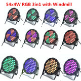 Led par lights 54x3W DJ Par LED RGBW Wash Disco Light 54x4W RGB 3in1 Windmill Color uv light DMX Controller effect light