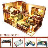 CUTEBEE DIY Dollhouse kit Wooden Doll House Miniature House Furniture Kit Toys for children Christmas Gift TD32
