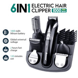6in 1 USB Rechargeable Hair Trimmer Household Electric Hair Clippers Multifunctional Nose Hair Cut Machine Shaving Beard Razor