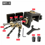 3 In 1 Woodworking Dowel Jig Set, Drill Guide Dowelling Jig Master Kit Pocket Hole Jig Drill Locator W/ 6/8/10/15mm Drilling Bit