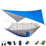 Outdoor Mosquito Net Parachute Portable Camping Hammock with Rain Fly Tarp,Nylon Hammocks Camping Hanging Sleeping Bed Swing