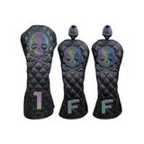 Golf Wood Cover Skull Gradient for Driver Fairway Hybrid Waterproof PU Leather Golf Club Cover Protector Golf Headcover