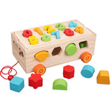 Wooden Blocks Geometric Shape Matching Box Baby Montessori Toy Multi-Functional Intellectual Car Box Early Child Education Gift