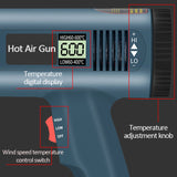 220V 2000W Advanced Hot Air Gun Temperatures Adjustable Digtal Display With 6pc Nozzles Electric Heat Gun