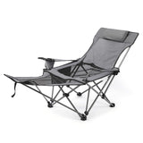 2in 1 Folding Picnics Camping Chair Portable Adjustable Reclining Lounge Chair Fishing Chair with Removable Footrest Beach Chair
