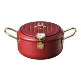 Kitchen Deep Frying Pot with Lid and Thermometer Non Stick Tempura Deep Fryer Stainless Steel French Fries Fryer Pan