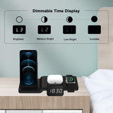 15W Wireless Chargers with Time Display 4 in 1 Wireless Charging Dock Stations for iPhone//IWatch