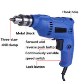 Hand Electric Drill BJ-22-10-1 Household Forward And Reverse Speed Regulation 300W High Power Electric Drill 10mm Drill Clamp