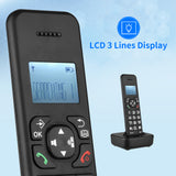 D1102B Cordless Phone with Answering Machine Caller ID Call Waiting 1.6 inch Backlight LCD 3 Lines Screen