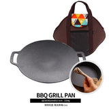 Cast Iron Wok Frying Cooking Round Grill Baking Tray BBQ Grill Outdoor Picnic Grilling Tool Cooking Device For Camping