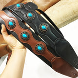 Guitar Strap Ethnic Style Leather Adjustable Acoustic Electric Belt