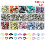 100/200 Sets Snap Fasteners Kit Tool  Metal Snap Buttons Rings with Fastener Pliers Press Tool Kit for Clothing Sewing Bibs DIY
