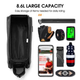WEST BIKING 8.6L Large Capacity Bicycle Bag Waterproof Rear Seat Bag Reflective Strip MTB Rear Bag Outdoor Riding Equipment