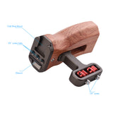 Universal Camera Cage Left/Right Side Handle Wooden Hand Grip with 1/4 Screw Hole Cold Shoe Mount for Camera Cage