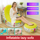 Inflatable Sofa Outdoor Inflatable Recliner Lazy Sofa With Footstool Graffiti Inflatable Sofa Camping  Portable Folding Chair