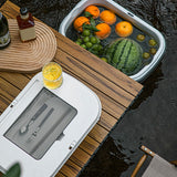 1 Piece Portable Outdoor Travel Beach Folding Bucket Picnic Camping Box Food Fruit Water Container White + Grey