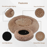 Round Big Dog Bed Sofa Long Plush Lounger Basket Fluffy Pet Bed House for Dogs Cats Puppy Cushion Winter Warm Pet Bed Kennel