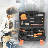 15-Piece Tool Set General Household Hand Tool Kit for Men Women Home Automobile Repair with Plastic Toolbox Storage Case Orange
