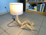 New Wood Robot Shape Folding Table Lamp Creative Bedroom Study Desk Bedside Night Light Linen Lamp Shade Table Lamp 5W Bulb