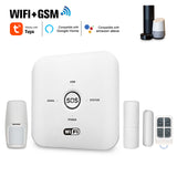 Tuya Smart Home WIFI GSM Security Alarm System PIR Remote Controlled 100-240V Alarm System Work With Alexa Google Home Assistant