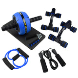 AB Wheel Roller Kit Abdominal Wheel Set with Push-Up Bar Jump Rope Hand Gripper Spring   Exerciser and Knee Pad Home Gym