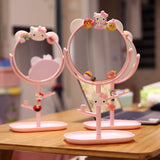 Cartoon Desktop Makeup Mirror Double sided Desktop Princess Mirror Cute Girl Student Dressing Mirror With Storage Mirror