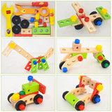 Wooden Tool Box With Tools Kids Pretend Play Construction Toy Set Simulation Maintenance Toy Wooden Toolbox Toy Set