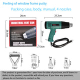 Abeden 1800W Heat gun/Hot Air Gun Digital LCD Display Electric Temperatures Adjustable With Four Nozzles Construction hair dryer