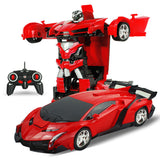 QWZ New Led Light Rc Car Transformation Robot Car 1:18 Deformation RC Car Toy Electric Deformation Models Toy For Boy Girls Gift