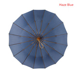 Vintage Umbrella 16 Bone Light Aluminum Alloy Rainy Solid Folding Windproof Large Umbrella Men Rain Women Gift Parasol