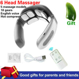 6 Heads Neck Massager 18 Levels TENS Electric Impulse 42℃ Heating Intelligent Massager Relaxation Machine Relief Pain Massage