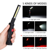 COB LED Flashlight Portable USB Rechargeable 5 Mode Car Working Light Magnetic Torch Hanging Hook Lamp For Repairing Camping