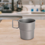 Ultralight 300ml Titanium Coffee Cup Tea Cup Water Mug with Foldable Handles for Home Outdoor Camping Hiking Backpacking Picnic