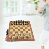 39x39cm Folding Wooden Chess Set Chessboard Board Game with Wood Storage Box