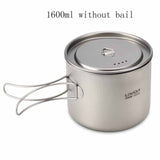 Lixada 900ml Titanium Cup Pot Ultralight Portable Cup Hanging Pot with Lid and Foldable Handle Outdoor Camping Backpacking